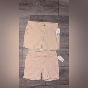Lot Of 2- Wonder Nation Girls Tan Pull On Shorts L 10/12 & L Plus New W Tags